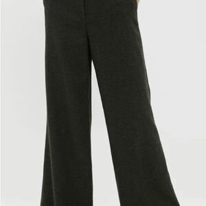 L’agence Hunter Green Tweed Herringbone Wide Leg Watson Trousers